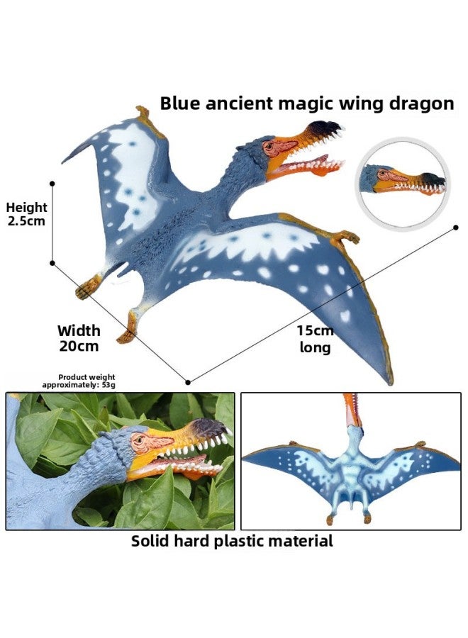 Simulation Pterosaur Model Dinosaur Animal Toy Fengshen Pterosaur Ancient Magic Pterosaur Toothless Pterosaur Children Boy Ornaments-Color:M5036 Blue Ancient Magic Pterosaur (mouth Movable) - Image 1